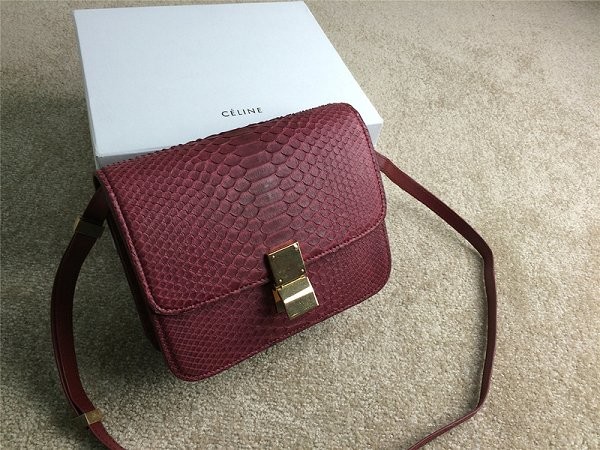 2015 Celine Classic retro original true snakeskin 11042-1 burgundy JH06570VQ41