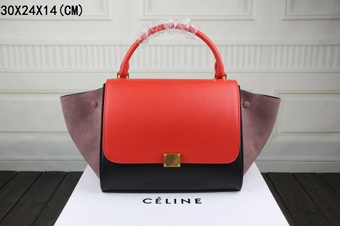 2015 Celine flap bags nubuck leather with original leather 3342-1 red&black&khaki JH06497nV16