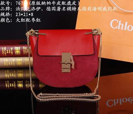 2015 Chloe handbag original 7671 red&maroon JH08979DW98