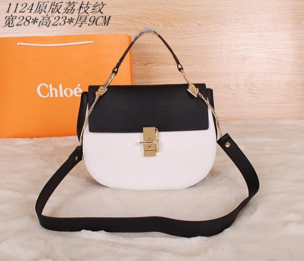 2015 Chloe new models original litchi grain 1123 black&white JH08984Pu45
