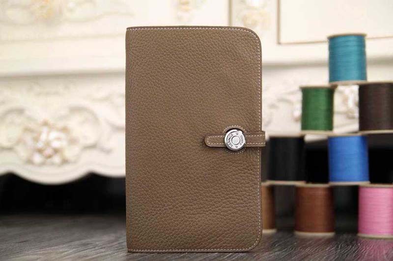 2015 Hermes new model original leather clutch 6648 gray JH01808vV16
