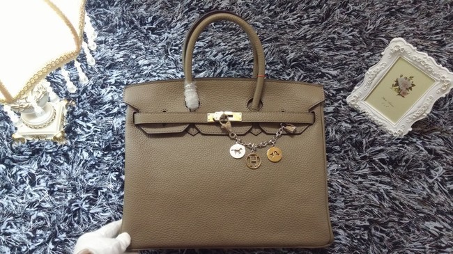 AAA 1:1 Hermes Birkin 35cm tote bag litchi leather H35 gray JH01704IL96