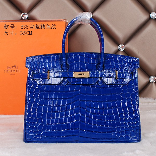 AAA 2015 Hermes H35 winter best-selling model crocodile gold chain blue JH01834xn59