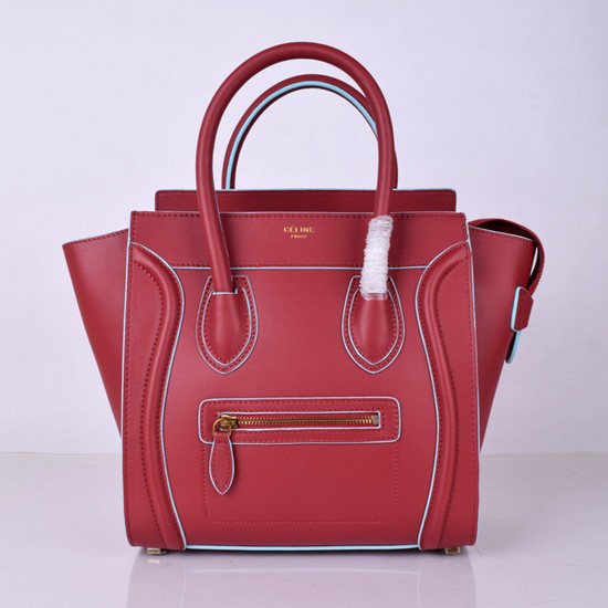 AAA Celine Luggage Micro Boston Bag Original Leather 8802-3 Burgundy JH06324xn59