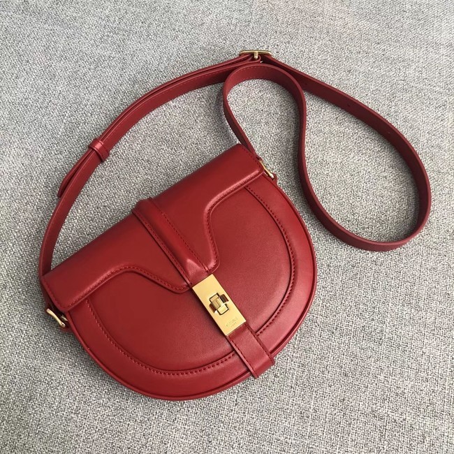 AAA CELINE SMALL BESACE 16 BAG IN SATINATED CALFSKIN CROSS BODY 188013 RED JH05961CB45