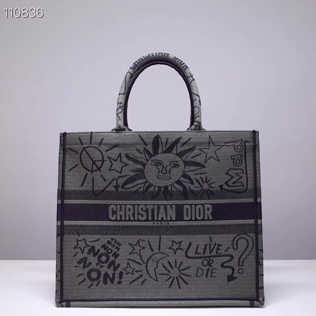 AAA DIOR BOOK TOTE BAG IN EMBROIDERED CANVAS M1286ZJOE JH07256bB27