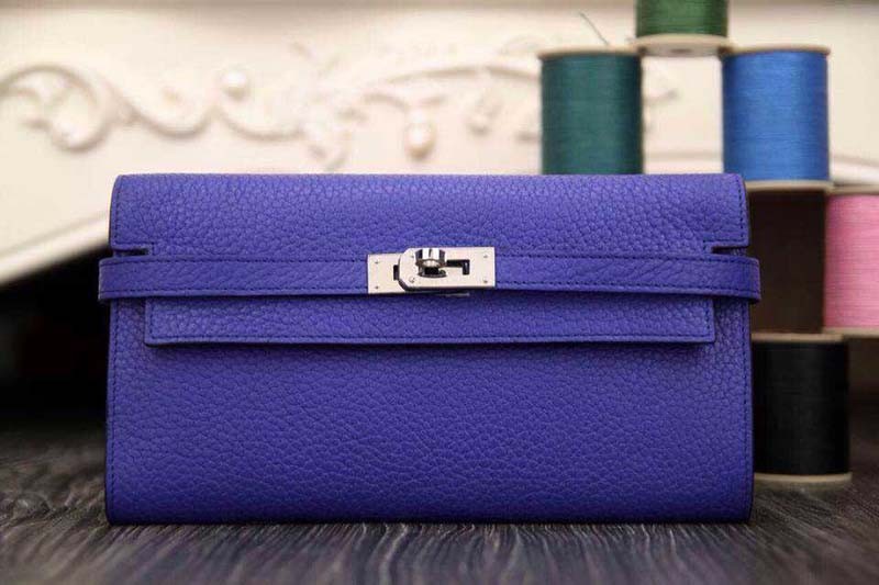 AAAAA 2015 Hermes kelly wallet new model 051300 brilliant blue JH01800DU34