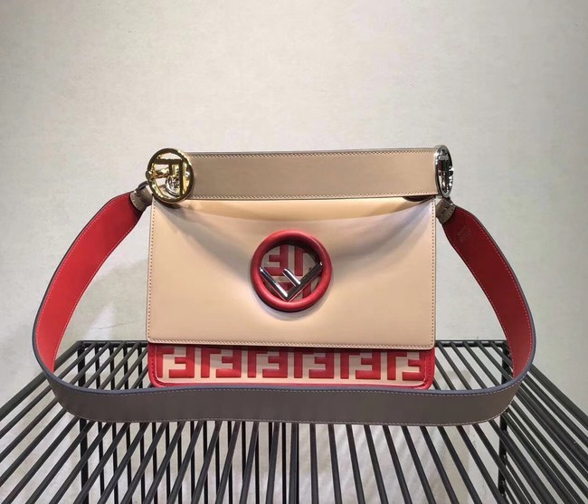 AAAAA FENDI Kan I Leather Shoulder Bag 8BT284 Apricot&red JH08650DU34