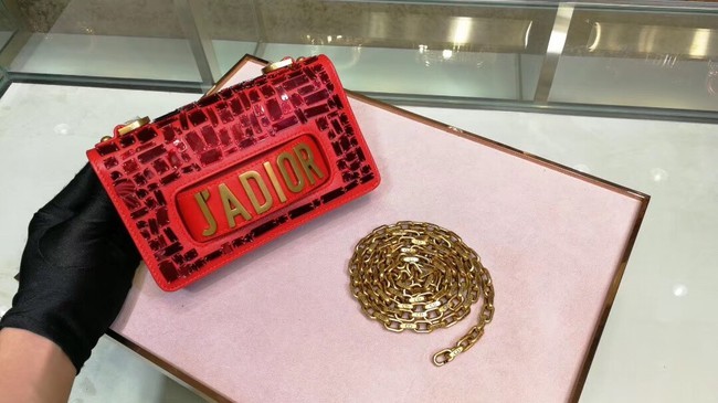 AAAAA Imitation DIOR WITH CHAIN SMOOTH CALFSKIN EMBROIDERED WITH A MOSAIC OF MIRRORS M900 red JH07457wA64