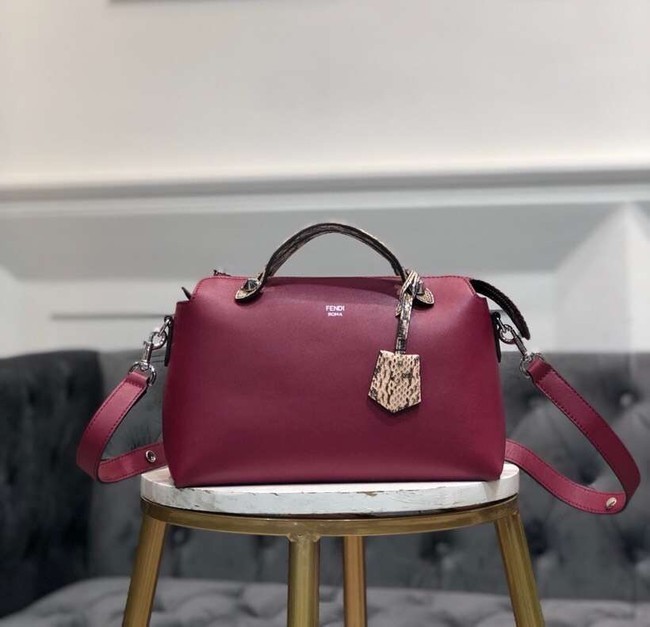 AAAAA Imitation FENDI BY THE WAY REGULAR Small multicoloured leather Boston bag 8BL1245 red&grey JH08637wA64