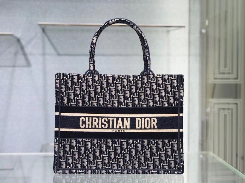 AAAAA Imitation SMALL DIOR BOOK TOTE blue Dior Oblique Embroidered Velvet M1287Z JH06867wA64