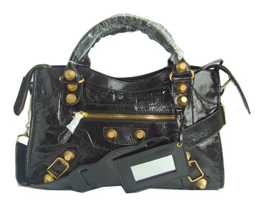 Balenciaga motorcycle saddle bag 38cm 084332 (black big gold rivets) JH09525tk46