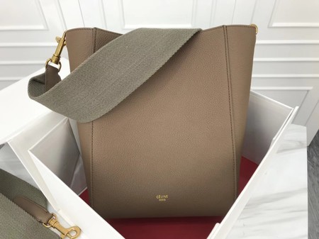 Best Celine Seau Sangle Original Calfskin Leather Shoulder Bag 3370 Khaki JH06126hW68