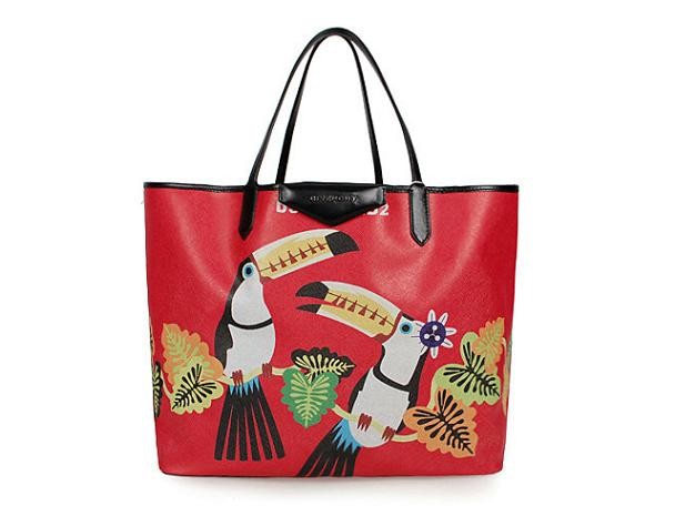 Best Quality 2013 Givenchy Antigona Shopping Bag Printed birds G015 red JH09100gQ55