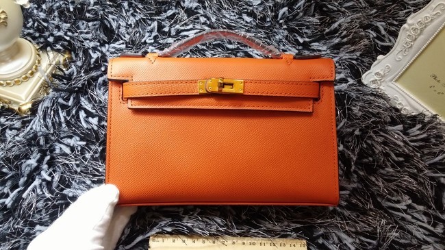 Best Quality Hermes Kelly 22cm mini tote bag calf leather K011 orange JH01693Ss63