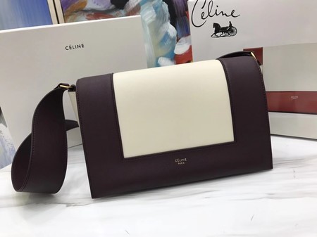 Celine frame Bag Original Calf Leather 5756 Wine .white JH06108Nr89