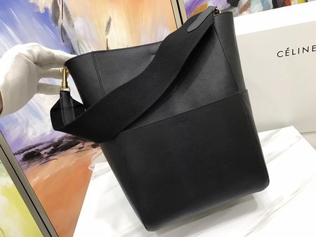 Celine SEAU SANGLE Original Calfskin Leather Shoulder Bag 3369 black JH06221fH28