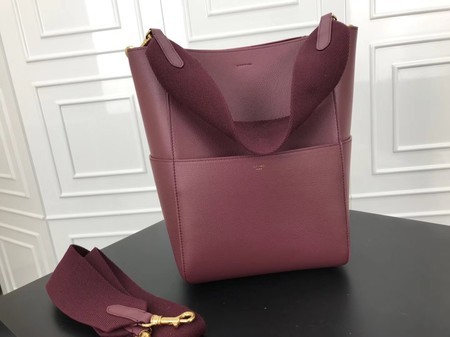 Celine Seau Sangle Original Calfskin Leather Shoulder Bag 3369 Wine JH06138Nx98