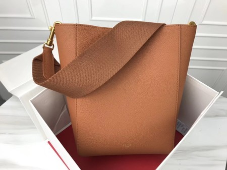 Celine Seau Sangle Original Calfskin Leather Shoulder Bag 3370 brown JH06125DO87
