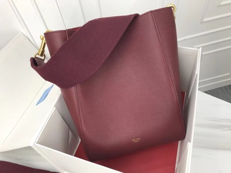Celine Seau Sangle Original Calfskin Leather Shoulder Bag 3370 Wine JH06124xL57