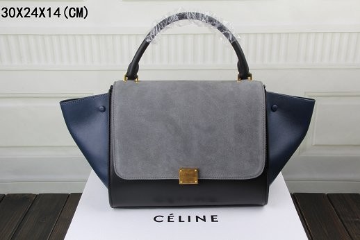 Celine Trapeze Bag Original Leather 3342-1 gray&black&dark blue JH06506bz77