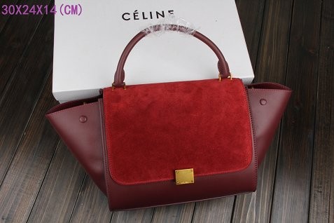 Celine Trapeze Bag Original Leather 3342-1 purplish red JH06498gt51