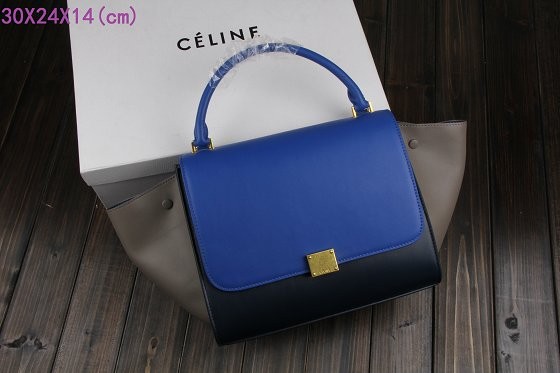 Celine Trapeze Bag Original Leather 3342-2 brilliant blue&dark blue&gray JH06513HE62