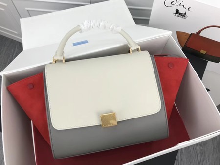 Celine Trapeze Bag Original Leather 3342 grey Red white JH06162Oj66