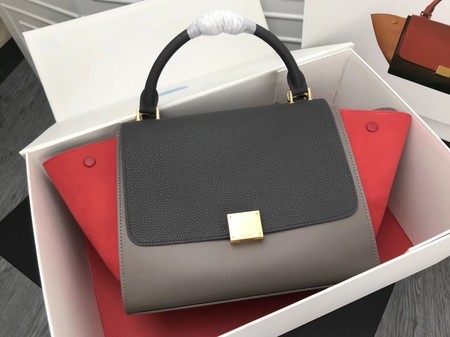 Celine Trapeze Bag Original Leather 3342 Red grey black JH06159GB12