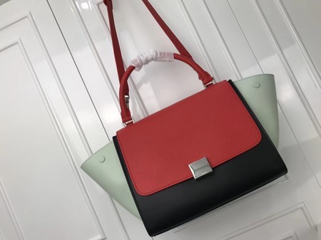 Celine Trapeze Bag Original Leather 3342 Red grey black JH06161Au34