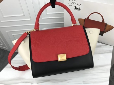 Celine Trapeze Bag Original Leather 3342 Red white black JH06163Pg44