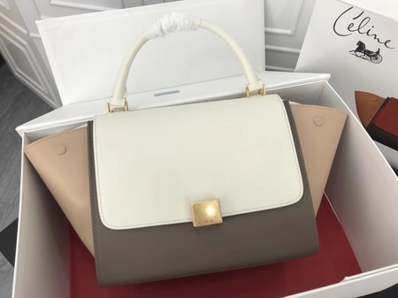 Celine Trapeze Bag Original Leather 3342 White apricot grey JH06167um78