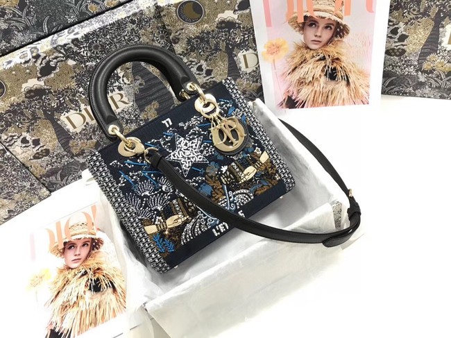 Cheap LADY DIOR Pearl and Thread Embroidery cattle leather M0565OSCQ-2 JH06877KK24