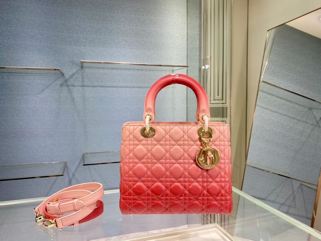Cheap MEDIUM LADY DIOR BAG Pink Gradient Cannage Lambskin M0565OS JH06703sS51