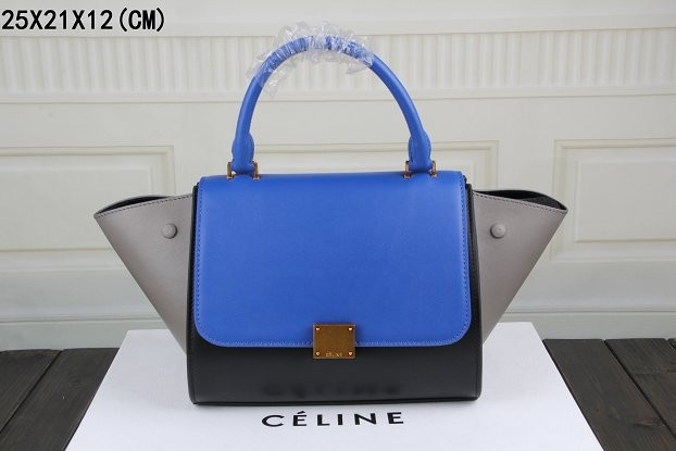 Copy 2015 Celine classic original leather 3345-1 brilliant blue&black&gray JH06555rY88