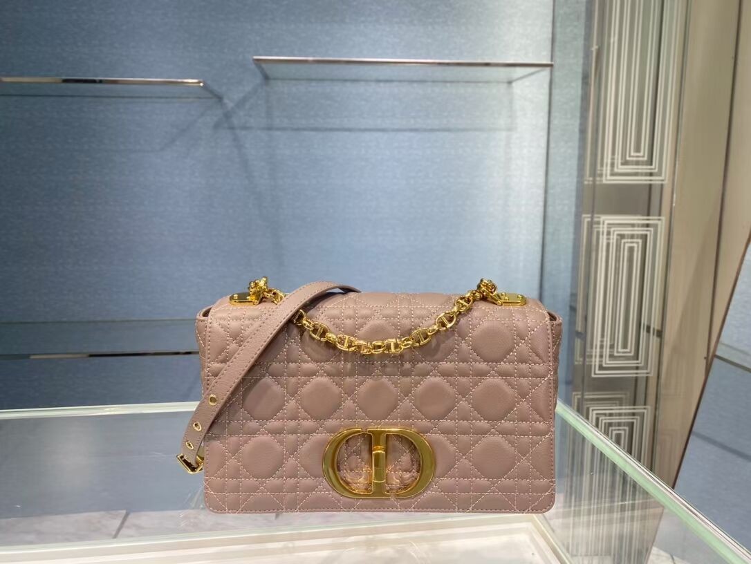 Copy Best Quality MEDIUM DIOR CARO BAG Soft Cannage Calfskin M9242 pink JH06743kr31