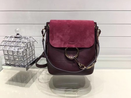 Copy Chloe Faye original suede leather Backpack C4756 wine JH08907nY30