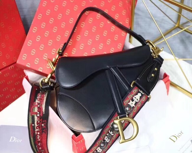 Copy Dior MINI SADDLE BAG IN BLACK CALFSKIN M0447 JH07517Xq19