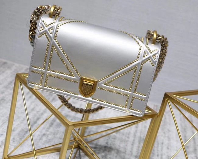 Copy Dior Small Diorama flap bag calfskin M0421 silver JH07576ms30