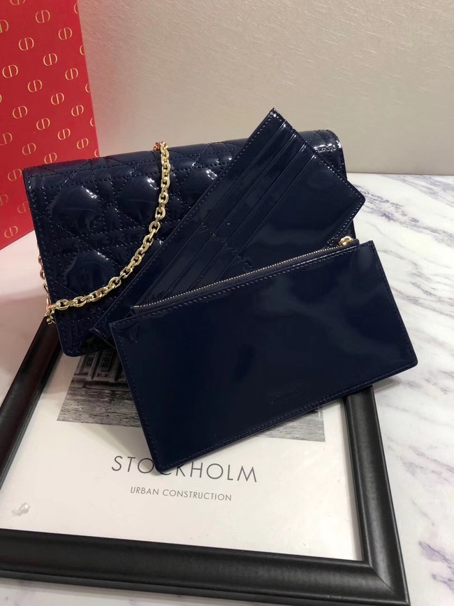 Copy LADY DIOR CALFSKIN WALLET M9001 dark blue JH07336Of26