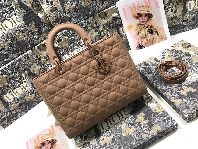 Copy LARGE LADY DIOR BAG Blush Ultramatte Cannage Calfskin M0566SL JH06872Ea94
