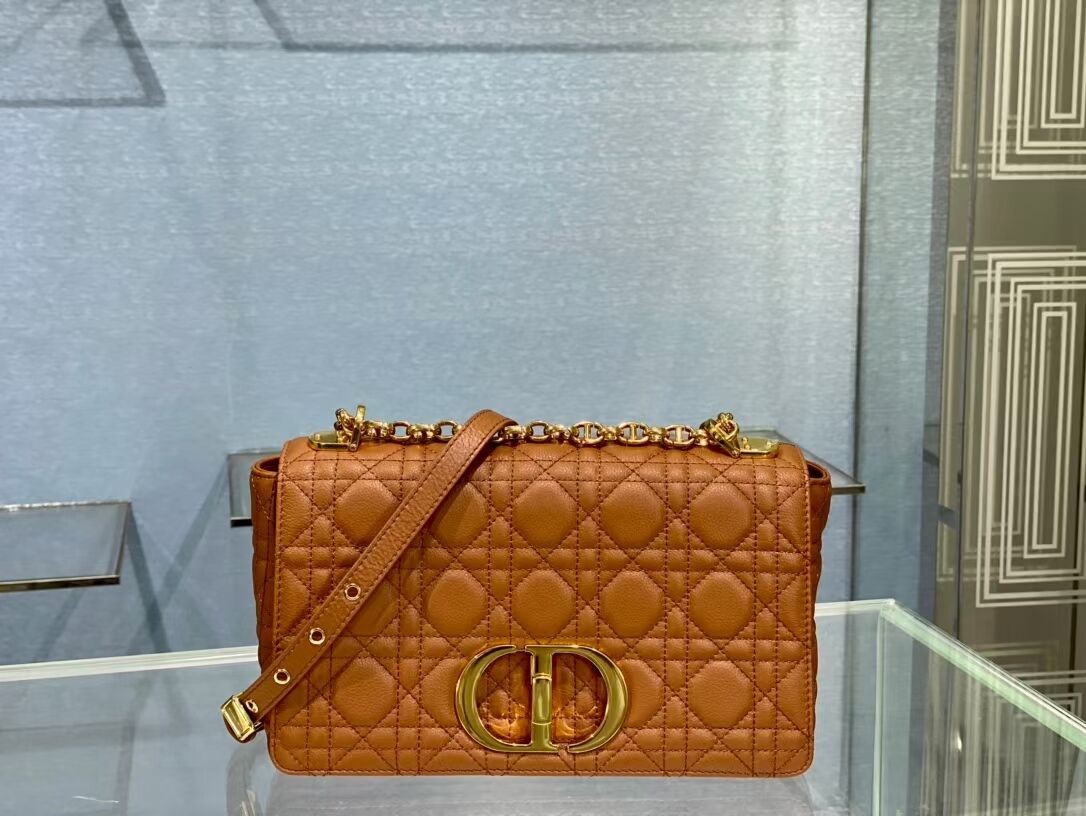 Copy MEDIUM DIOR CARO BAG Soft Cannage Calfskin M9242 brown JH06744KD82
