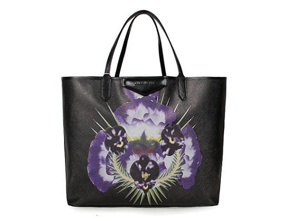 Designer Replica 2013 Givenchy Antigona Shopping Bag Printed flower G015 black JH09099Fi42
