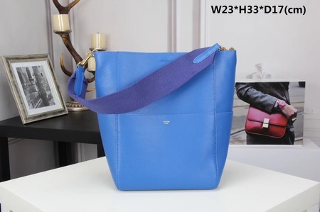 Designer Replica Celine SEAU SANGLE Original Calfskin Leather Shoulder Bag 3369 blue JH06222Jz48