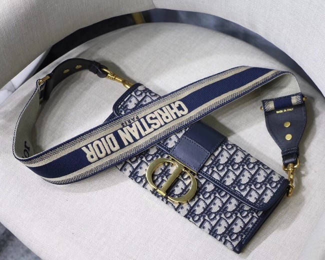 Dior 30 MONTAIGNE EMBROIDERED CANVAS Clutch bag M9206 blue JH07162Iw51