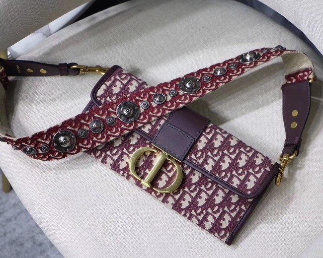 Dior 30 MONTAIGNE EMBROIDERED CANVAS Clutch bag M9206 burgundy JH07161aT18
