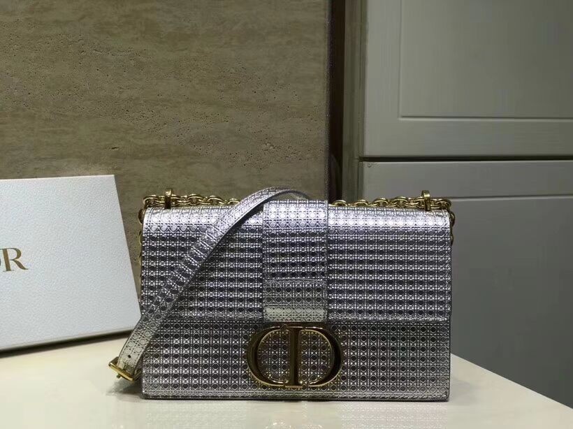 Dior 30 MONTAIGNE SMOOTH CALFSKIN FLAP BAG C9230 silvery JH07037Qt35