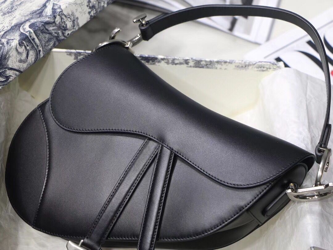 Dior BLACK SADDLE SOFT CALFSKIN BAG M0446V JH07109ll49
