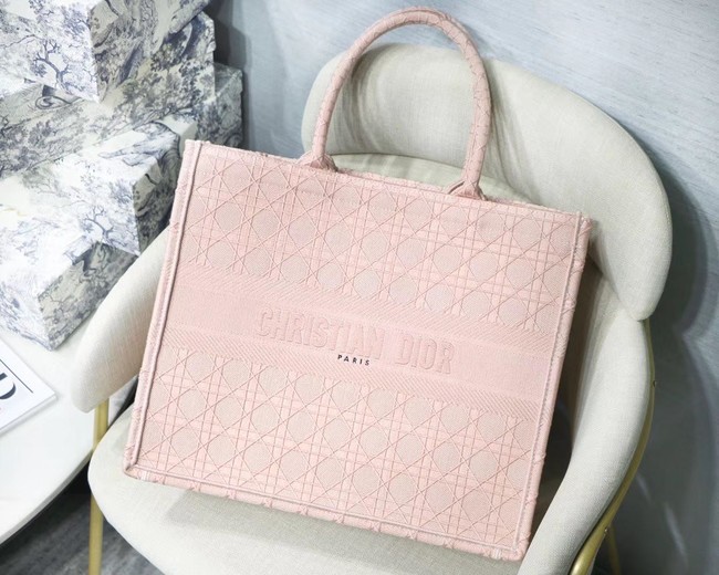 DIOR BOOK TOTE BAG IN EMBROIDERED CANVAS C1286 Pink JH07119Fk29