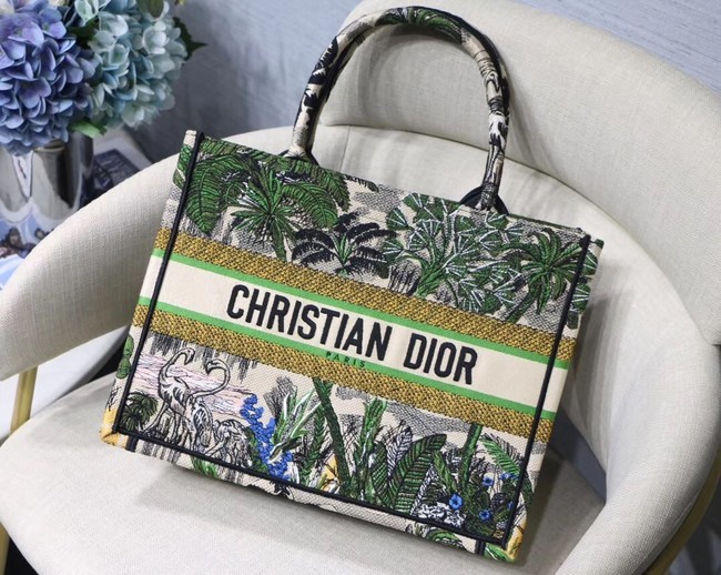 DIOR BOOK TOTE BAG IN EMBROIDERED CANVAS C1287 green JH07178MB38